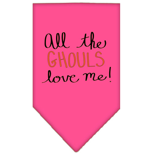 All the Ghouls Screen Print Bandana Bright Pink Small